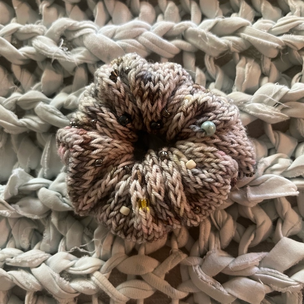 Chic Beaded Knit Hair Scrunchie